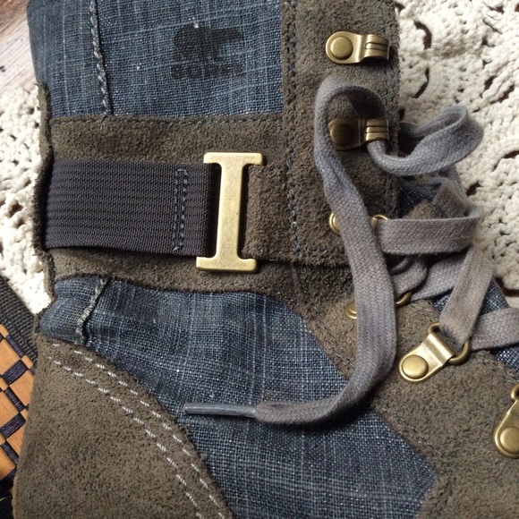 Sorel lace up boots suede denim trim major Carly - Picture 6 of 7